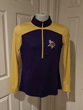 Minnesota Vikings 1/4 Zip Pullover Purple Fanatics Women's Small S Logo NFL